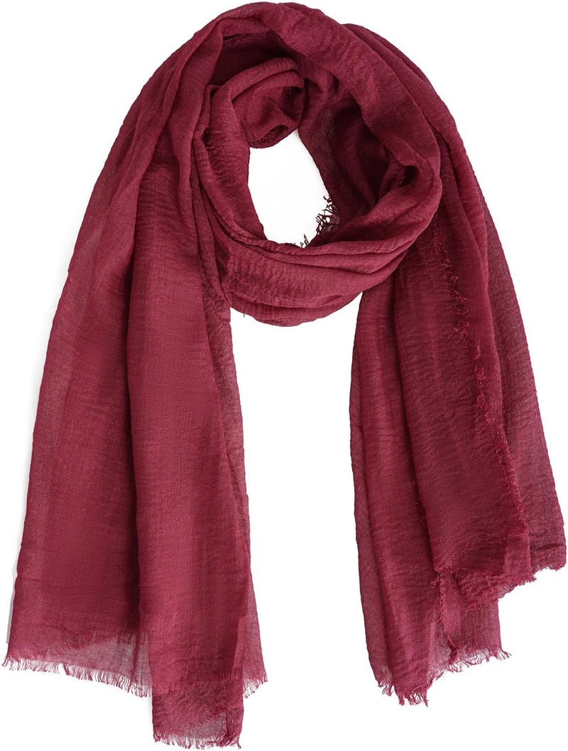 Wobe Women Summer Cotton Blend Crinkle Vintage Soft Long Scarf Linen Beach Shawl Wrap - Image 1